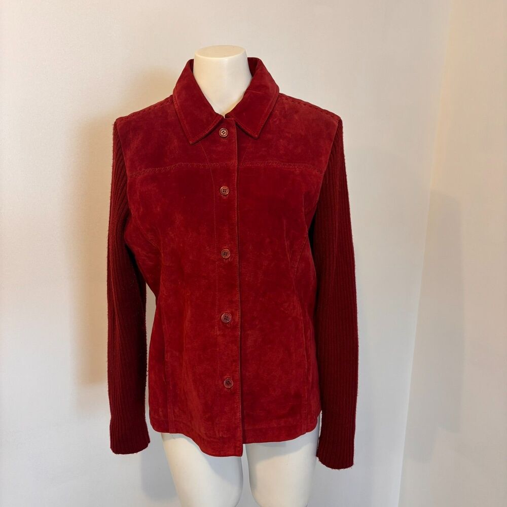 Live a Little Size Medium Vintage Red Suede Leather Funky Colorful Jacket